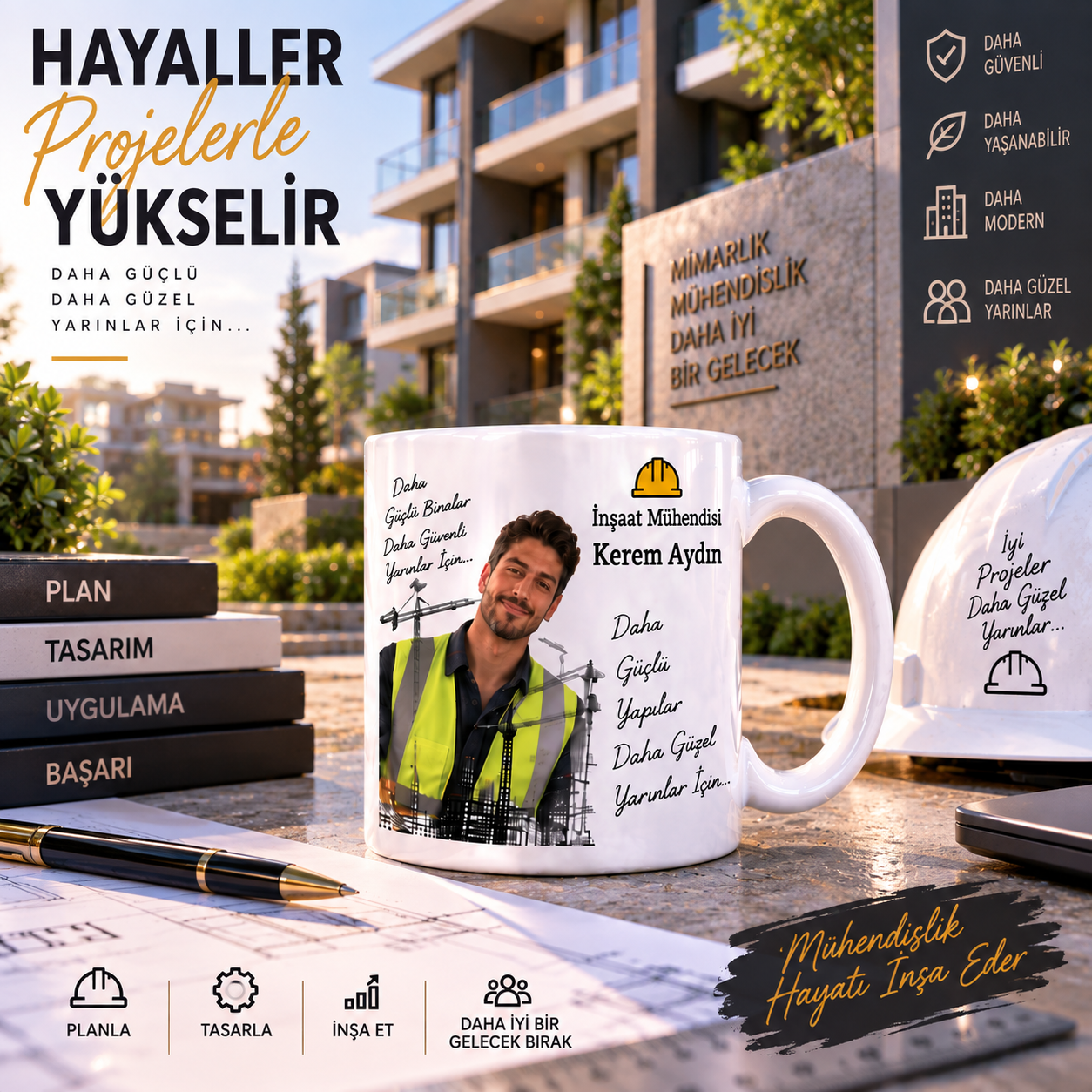 Kişiye Özel İsimli Fotoğraflı Mimar Kupa Bardak – Hayallerinizi Tasarlayan Mesleğinizi Her Yudumda Yanınızda Taşıyın