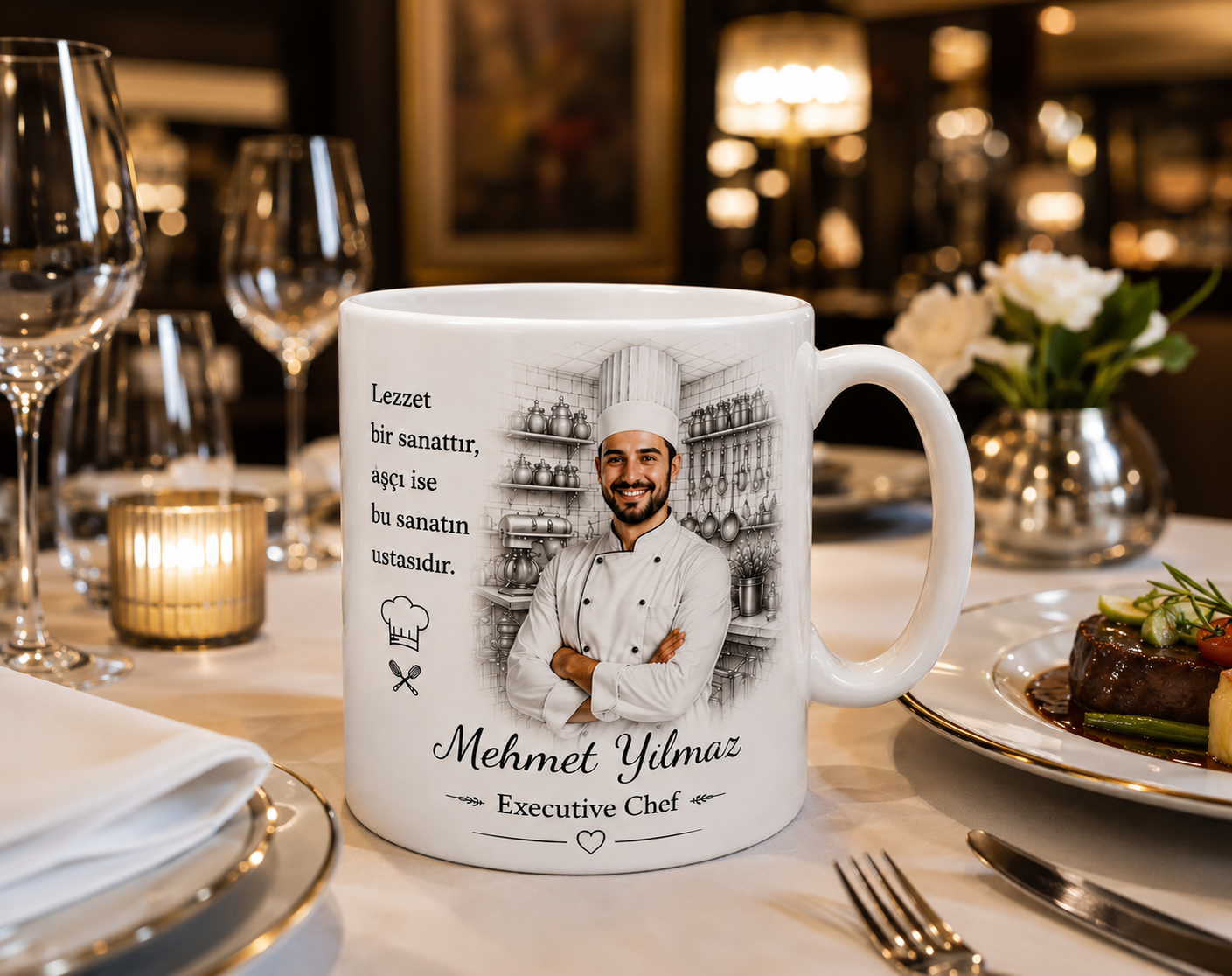Kişiye Özel Renkli Fotoğraflı Aşçı Kupa Bardak – Executive Chef Meslek Kupası