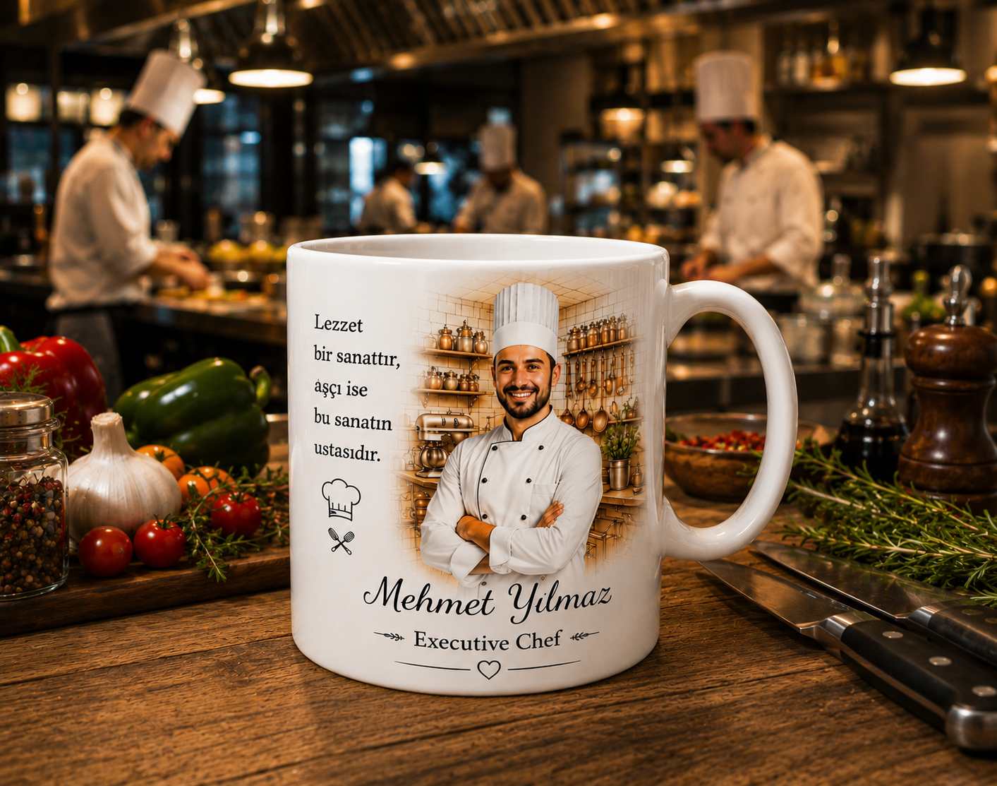 Kişiye Özel Renkli Fotoğraflı Aşçı Kupa Bardak – Executive Chef Meslek Kupası