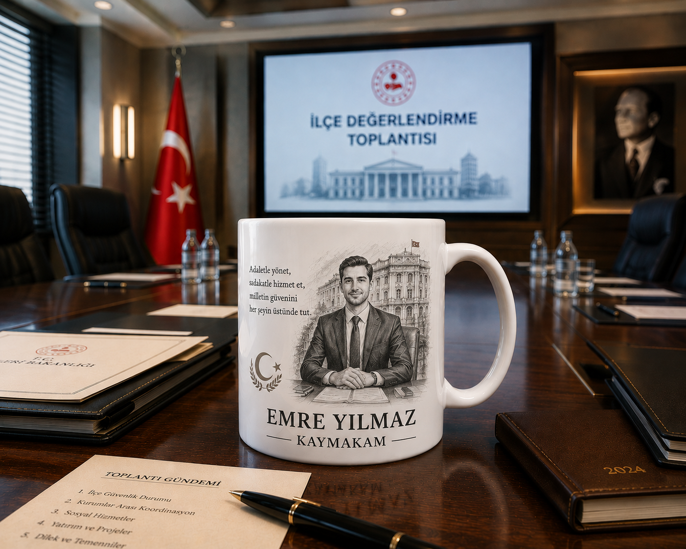 Kişiye Özel Karakalem Kaymakam Kupa Bardak – İsimli Meslek Hediyesi