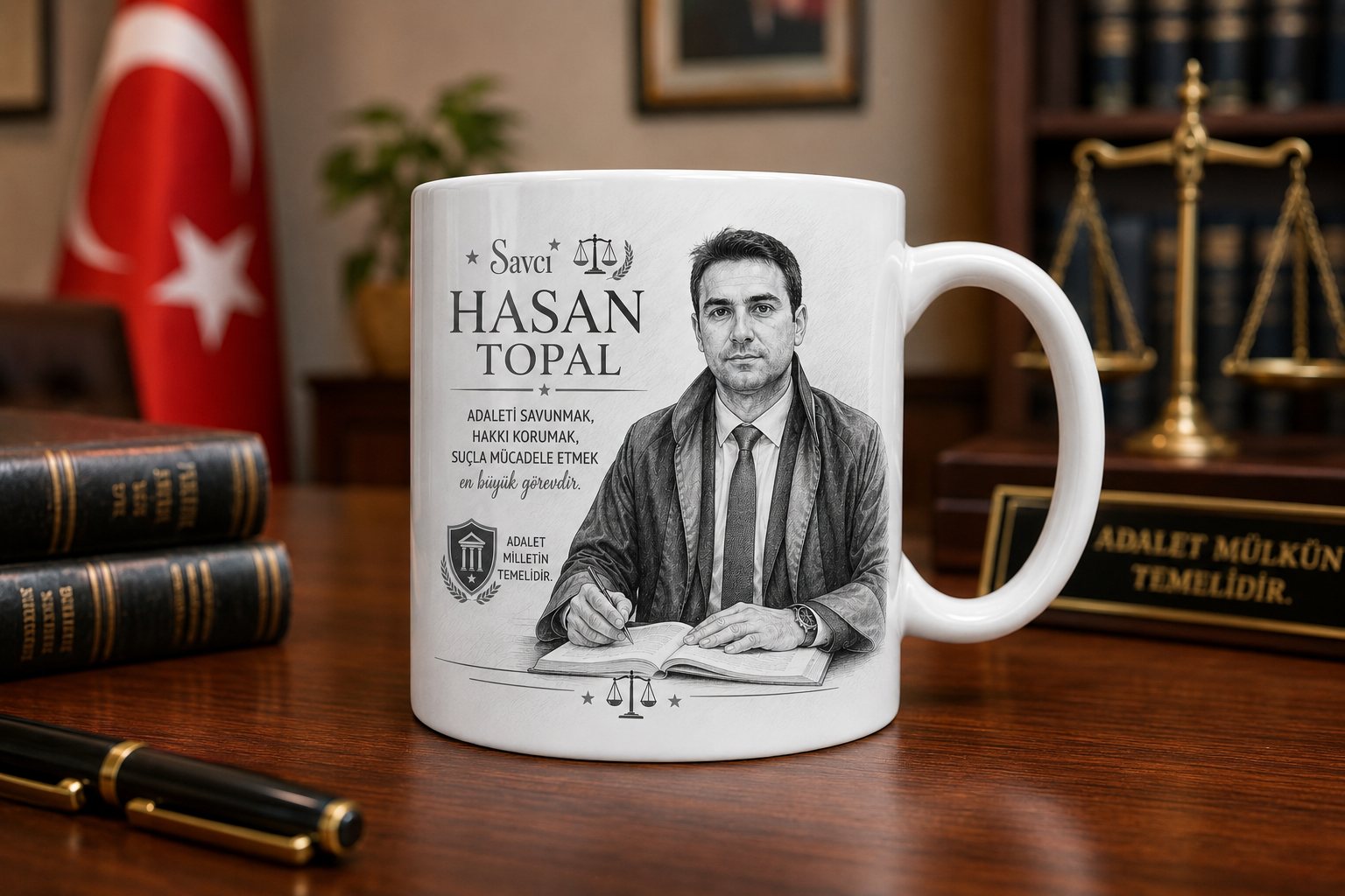 Kişiye Özel Karakalem Savcı Kupa Bardak – Adaletin Temsilcilerine Özel Prestijli Hediye