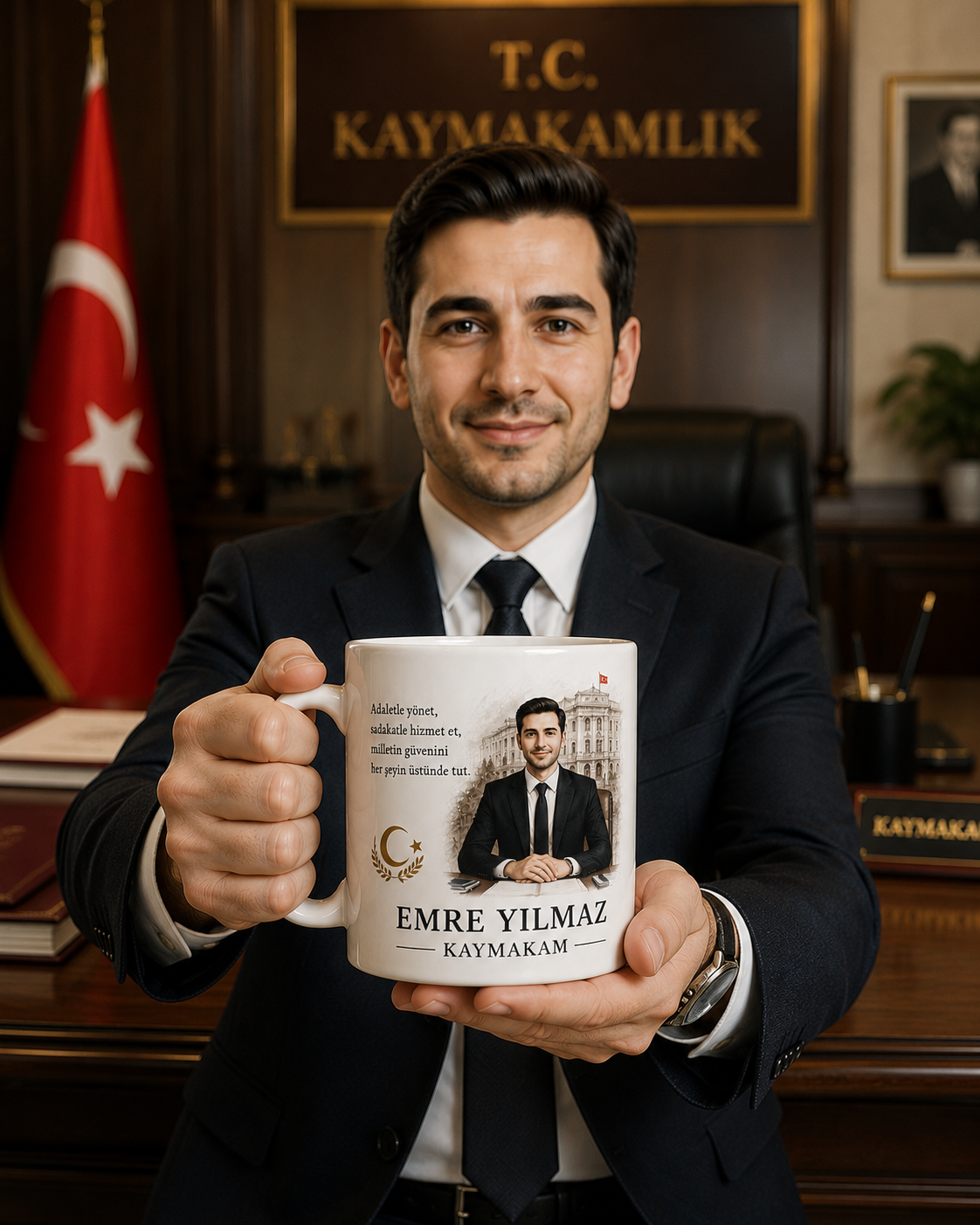 Kişiye Özel Kaymakam Renkli Fotoğraflı Kupa Bardak – İsimli Meslek Hediyesi