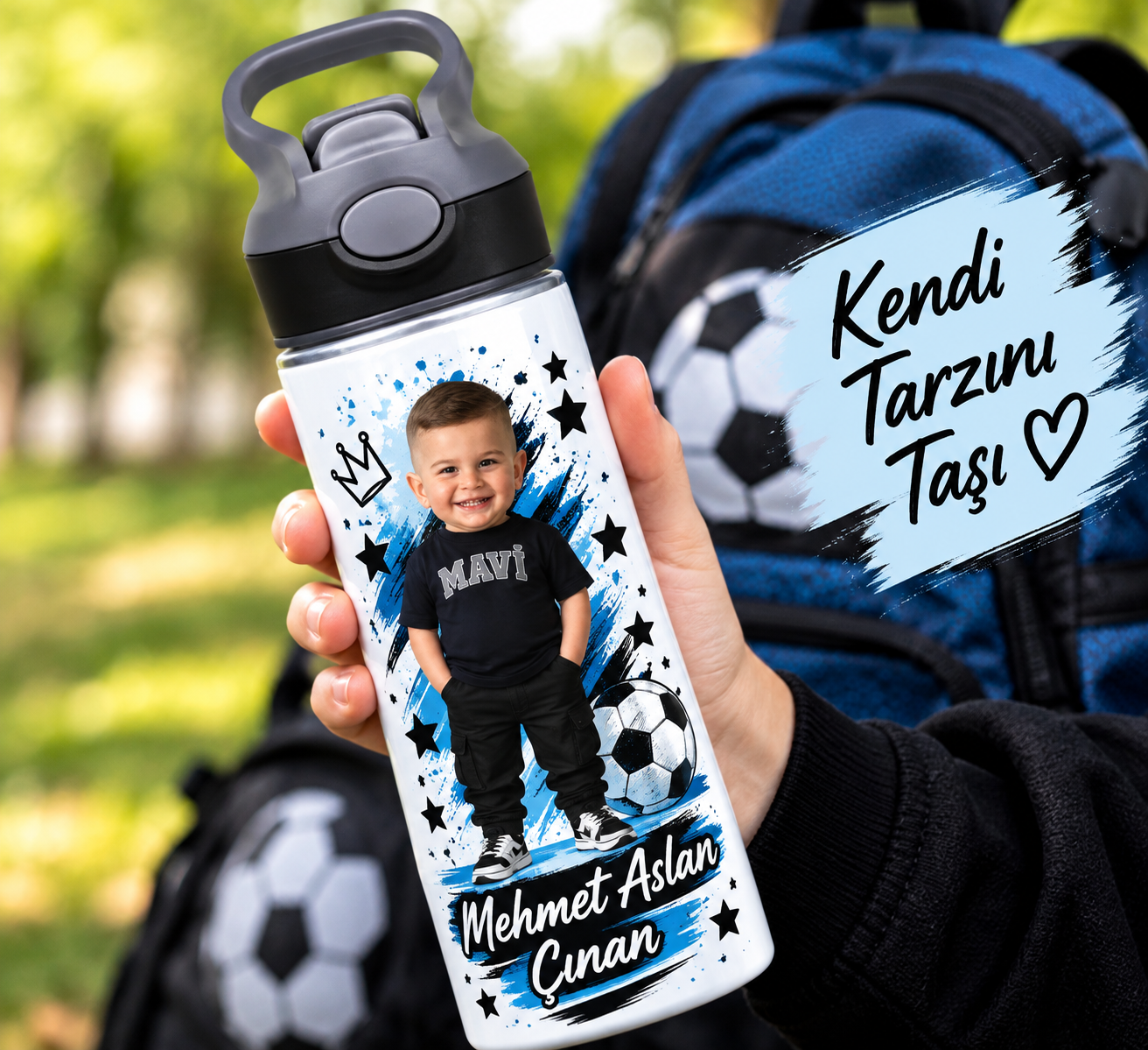 Kişiye Özel Fotoğraflı Pipetli Matara 650 ML – İsimli Çocuk Matarası