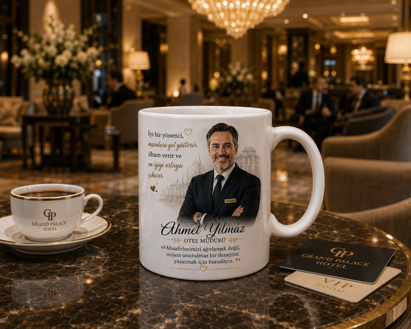 Kişiye Özel Otel Müdürü Kupa Bardak – Gerçek Renkli Fotoğraflı Prestijli Meslek Hediyesi
